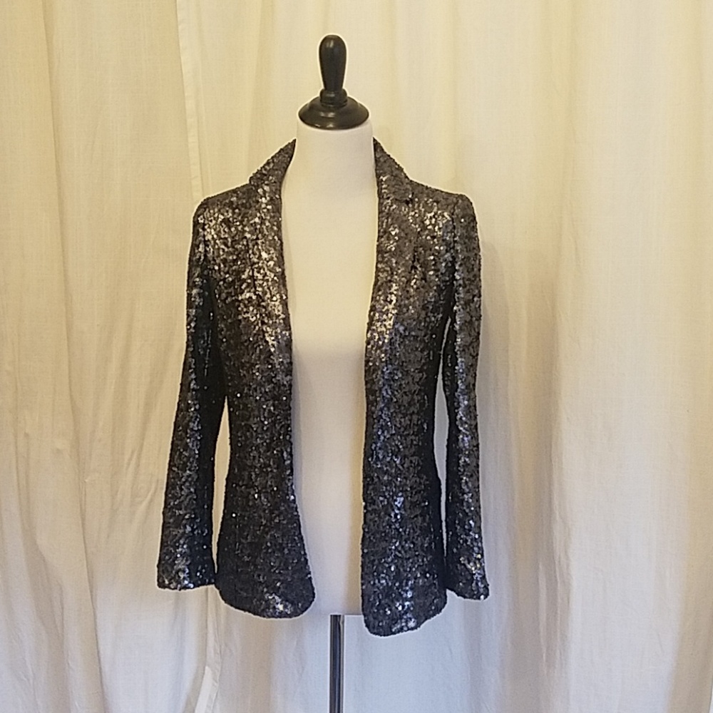 Sequin Blazer silver grey size 0 NWT